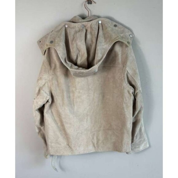 ZARA Mens Edition Long Sleeve Snap Button Suede Hoodie Jacket Tan Brown Size S-M - Picture 2 of 14